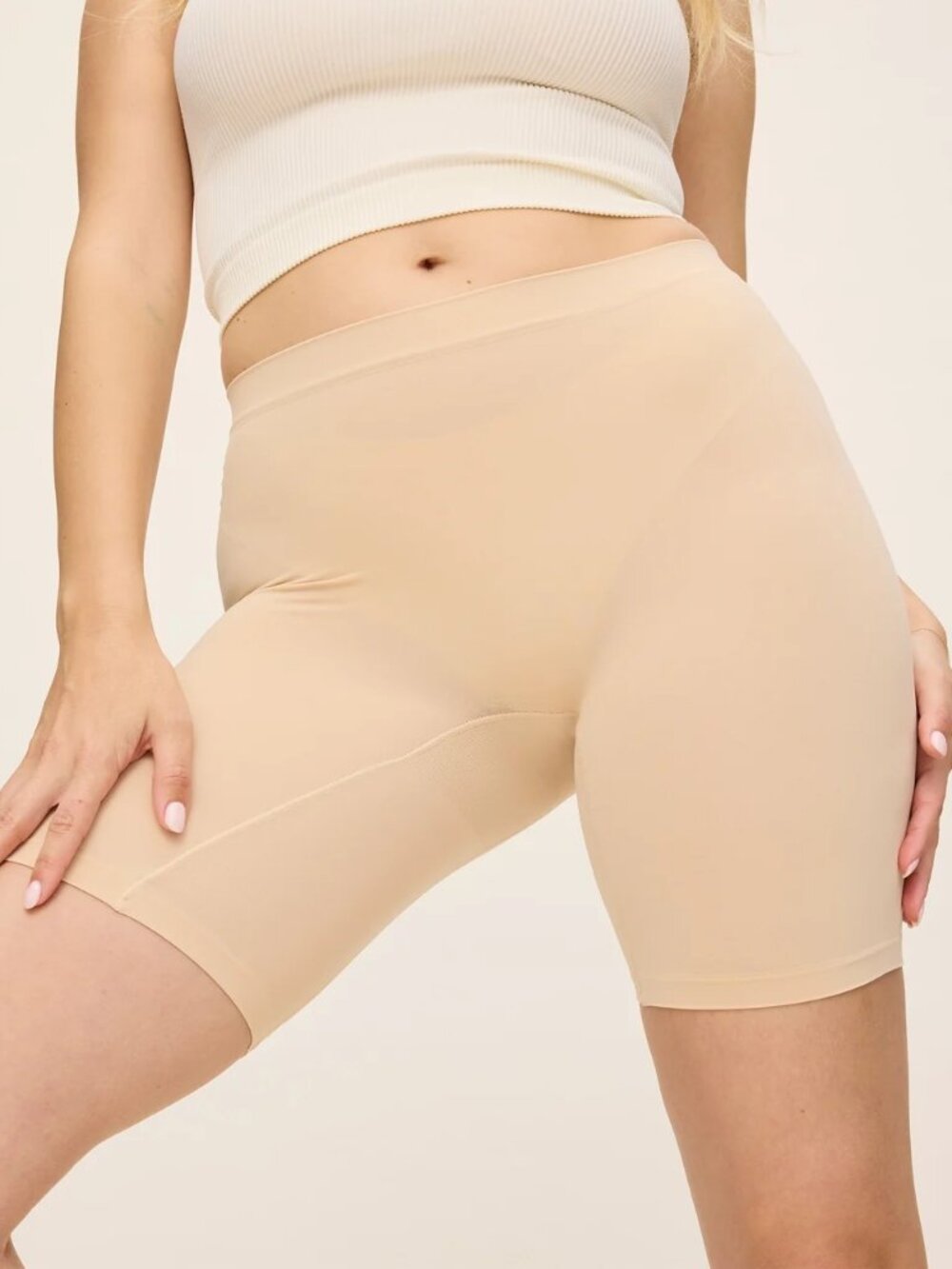 NEW Thigh Society WhispAir Cooling Staple Anti-Chafe Short Beige 7" XL/2XL